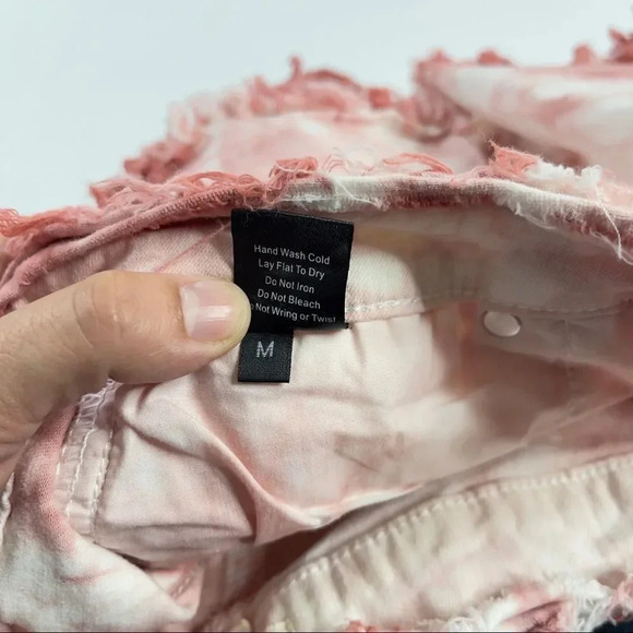 POL Tie Dye Cutoff Jean Maroon Shorts - Picture 5 of 10